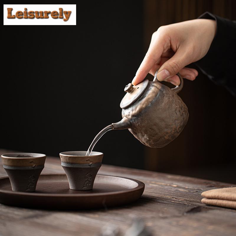 220 ml ručně vyráběná konvice z pozlacené železné glazury Old Rock Mud Tvrdohlavá kamenná konvice Konvice na vaření čaje s infuzérem Puer Tea Items Craft