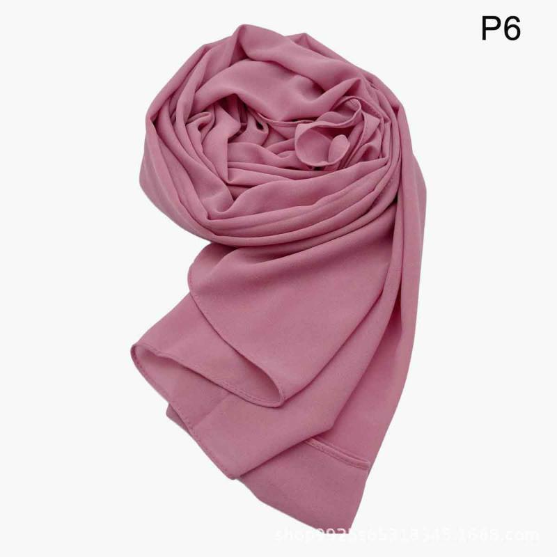 Ramadan Muslim Chiffon Hijabs For Woman Plain Color Headscarf Long Shawl Scarf Thin Breathable Sunscreen Head Wrap Hijabs Scarf