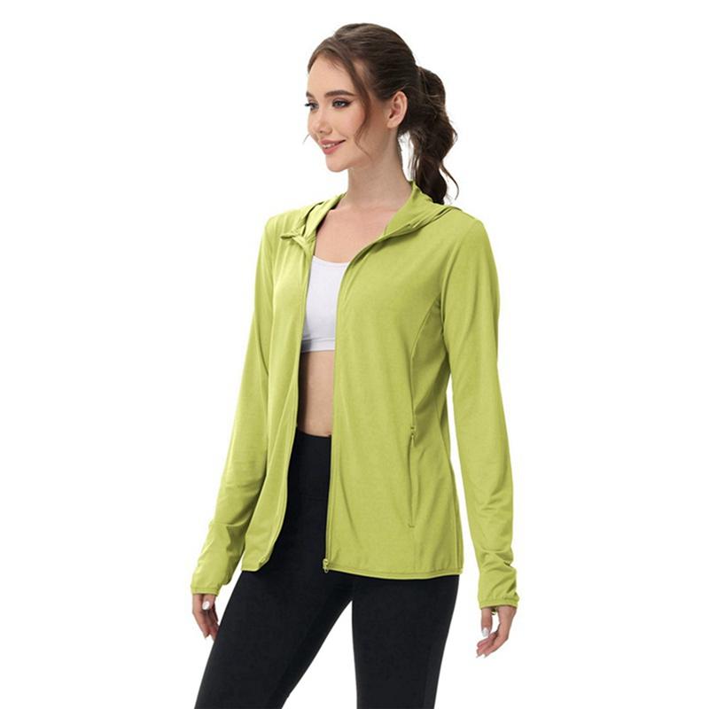 Summer Women's UPF50+ Hooded Sun Protection Cardigan Plus Size Sunscreen Coat Long Sleeve Light Jacket