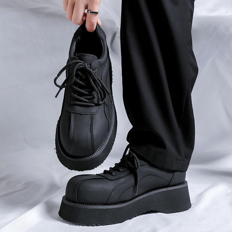 Leather shoes men's spring and autumn business suit youth big head Hong Kong style student wedding groom platform Martin boots 20255-R