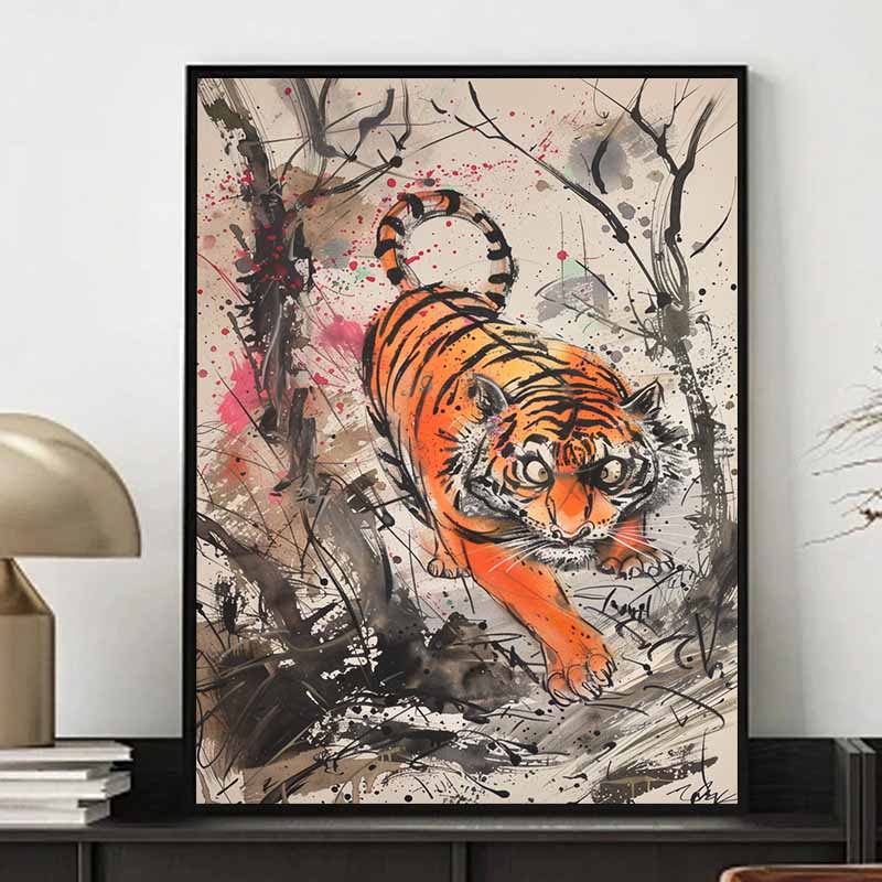 

New Arrival 5D DIY Full Circle Diamond Painting Tiger Embroidery Cross Stitch Home Decor Gift GI12105