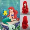 Cosplay Perücke: Meerjungfrauen-Perücke: Prinzessin Ariel Rotes Langes Lockiges Perücken-Set Anime-Stil