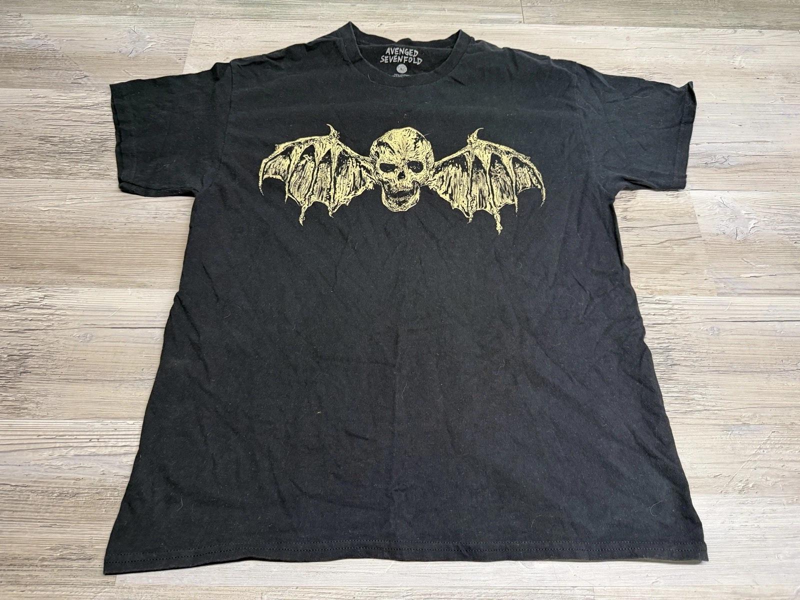 Avenged Sevenfold North American Tour 2023 Black Shirt Sz L Skull Wings Graphic S