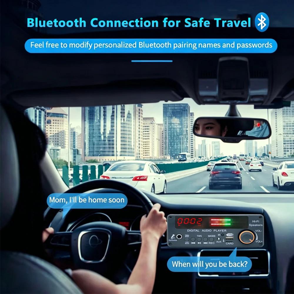 200W Amplifier Bluetooth 5.3 MP3 Decoder Board Car TWS Wireless MP3 Player DC 12V DIY Home Audio Module Mic USB TF FM Radio for Speaker