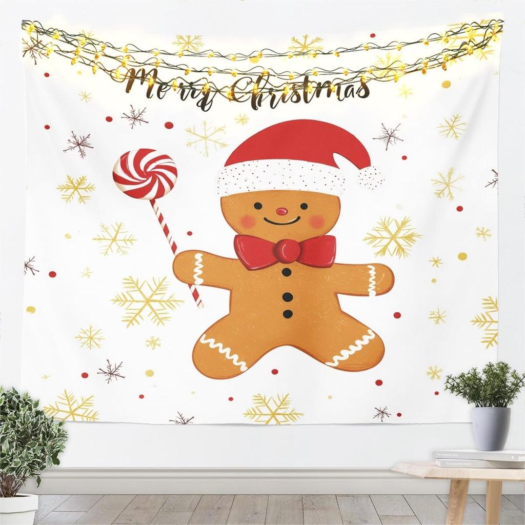 Jejeloiu Pink Christmas Tapestry Small  Kids Snowy Xmas Landscape Wall Art Winter Scene Wall Hanging Blanket Microfiber