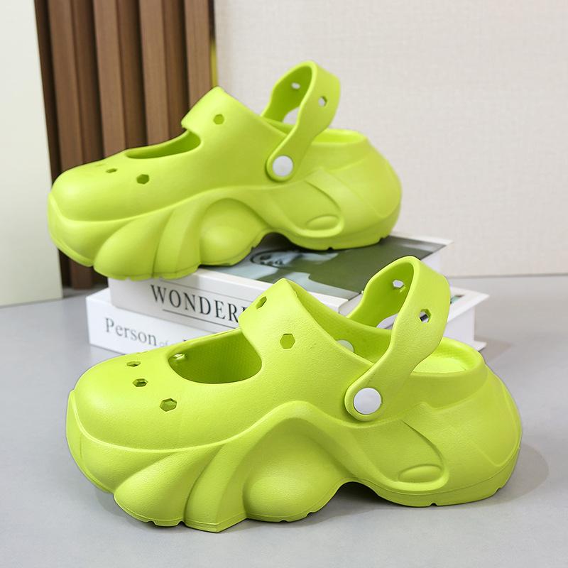 

fashion 2024 Fashion Summer Slippers Women Mary Jane Clogs Soft EVA Female High Heel Shoes Cut-out Sandals Girls Street Platform Slides 35-36(22.5-23cm) зелёный