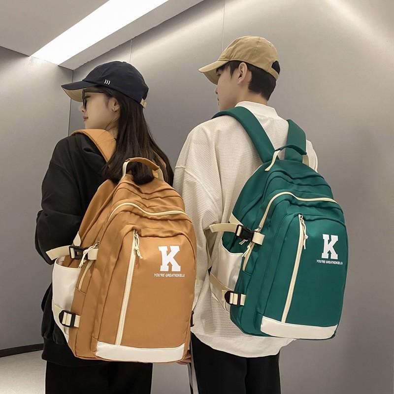 K Durable Letter Nylon Backpack With Laptop Compartment For School And Commuting