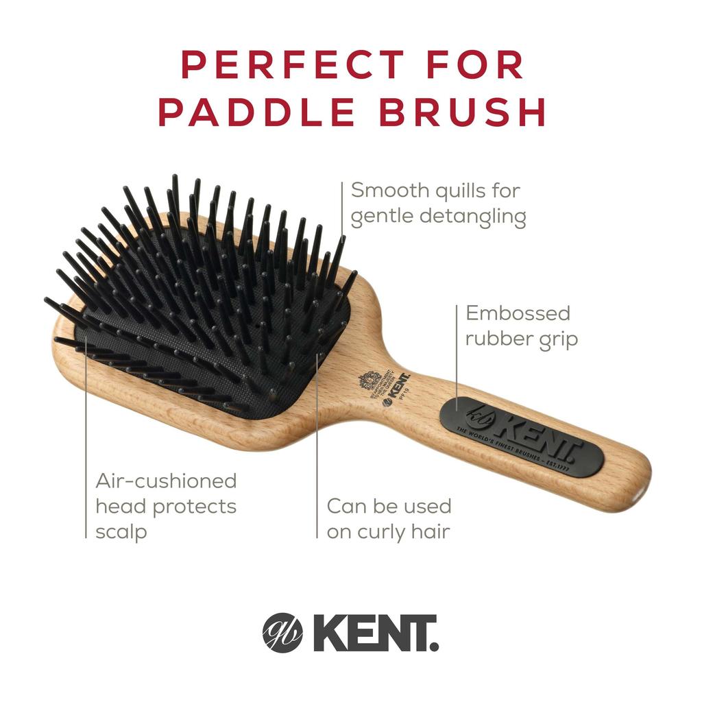 GB KENT Kent Royal Warrant Detangling Cushion Paddle Hair Brush, Large, Perfect for Your Hair Series PF19