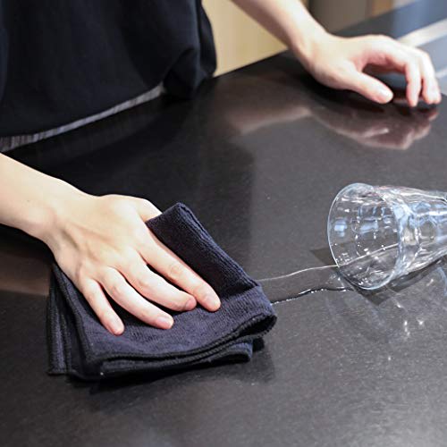 [BLKP] PEARL METAL Black Microfiber Cleaning Cloths, Square, 30x30cm, Pack of 10 (AZ-5110)