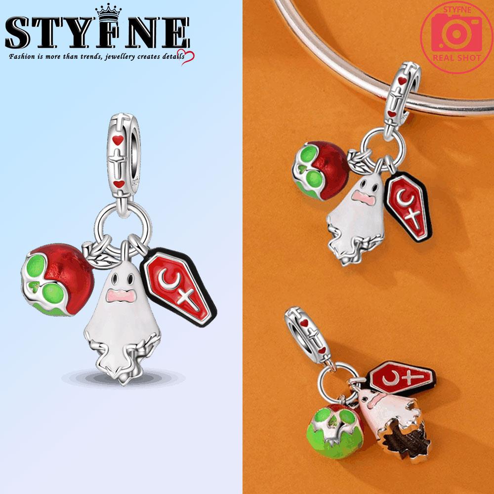 Copper Halloween Candy Basket Pumpkin Skeleton Devil Charms Beads Pendant For Original Bracelet Woman Girl Jewelry