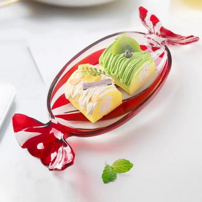 Verdickte Kristallglas Snackplatte Süßigkeitenförmige Dessertschale Party Serviergeschirr Weihnachtsdekoratives Geschirr Feiertagsservieren