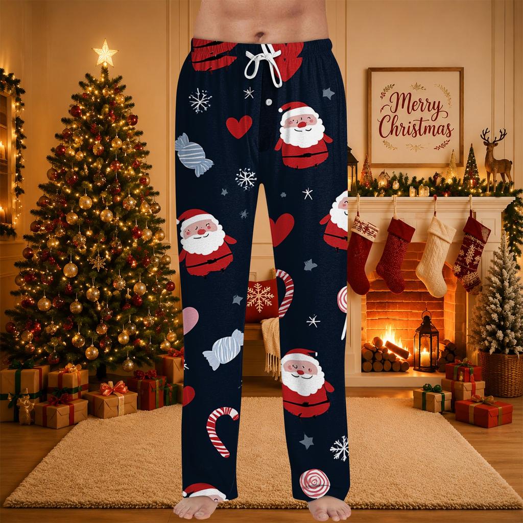 Men's Christmas Printed Pajama Pants for Casual Sleep