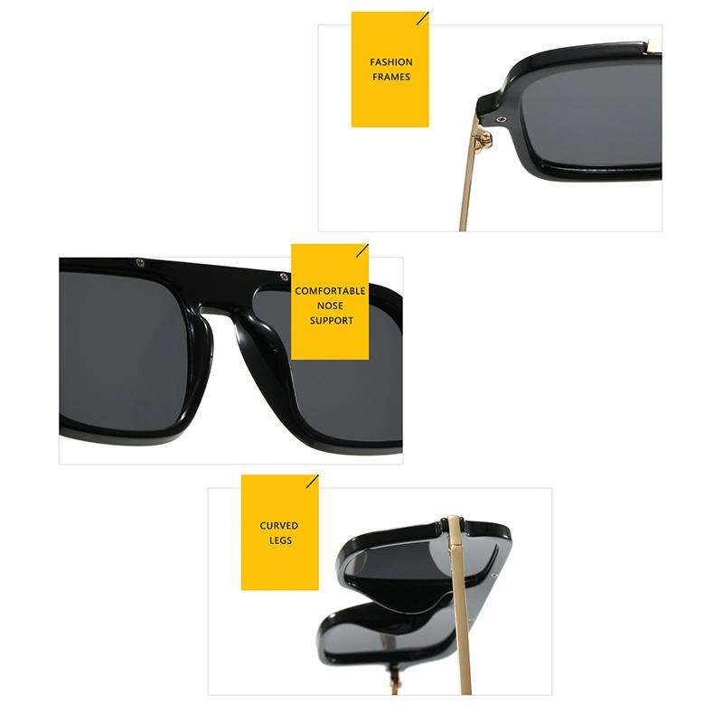 Vintage Colorful Metal Conjoined Square Sunglasses Women Men Retro Trend Sun Glasses Climbing Camping Glasses