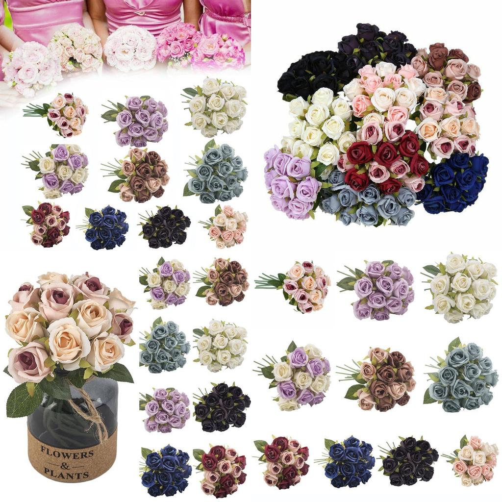 Lush Artificial Rose Bouquet Silk Flowers With High Realistic Appearance For Home Decoration