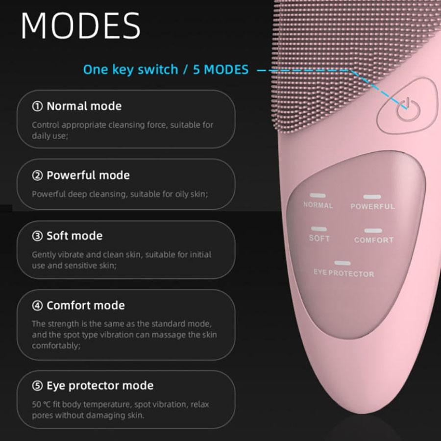 Waterproof Electric Sonic Facial Exfoliating Cleanser Silicone Facial Cleansing Brush Ultrasonic Electric Face Cleansing Device