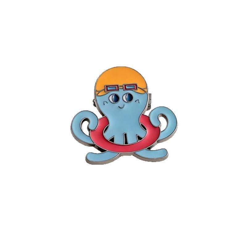 Blue Cartoon Octopus Enamel Brooch - Cute Eight-Tentacle Design for Kids' Fun Clothing Accessory
