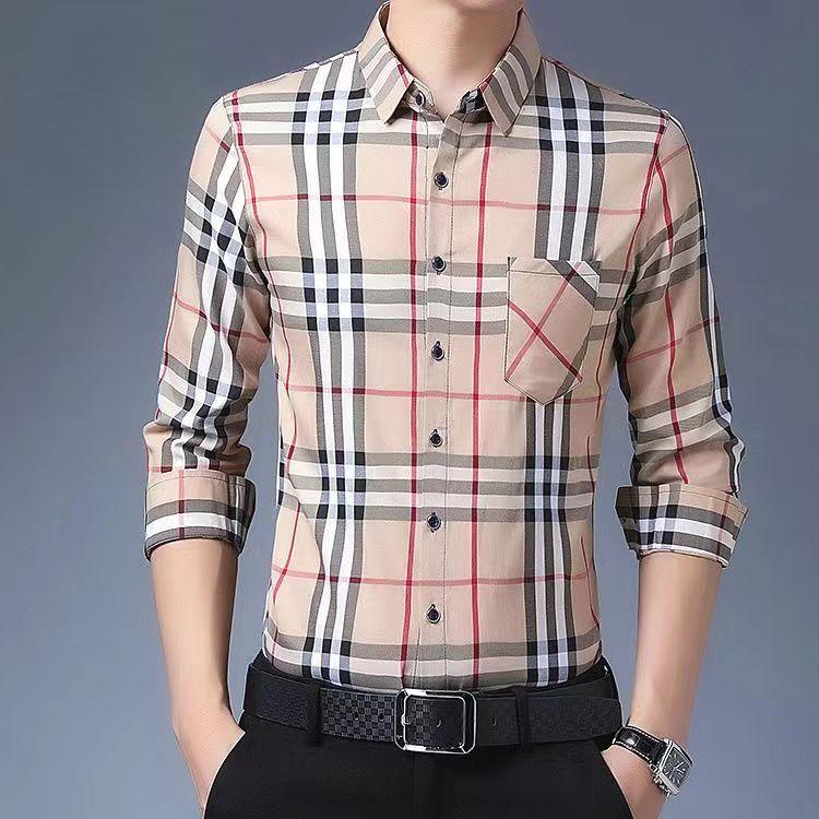 

2023 Новый мужской клетчатый хлопок бизнес с длинными рукавами мужская полосатая модная рубашка с длинными рукавами повседневный лацкан All-match Top