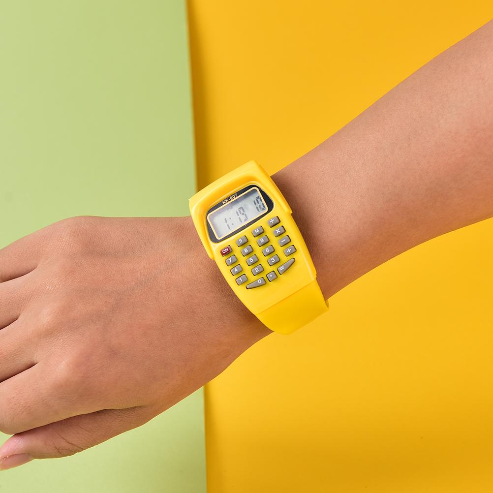 

2 в 1 цифровой студенческий экзамен специальный калькулятор часы детские электронные часы калькулятор времени новые часы мини-калькулятор мода жёлтый