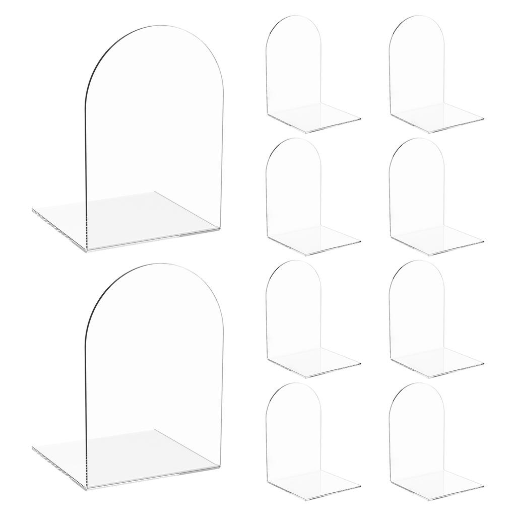 10Pcs Acrylic Book End for Shelves Transparent Bookend Decorative Book Stopper for Bedroom Office Library School Decoration