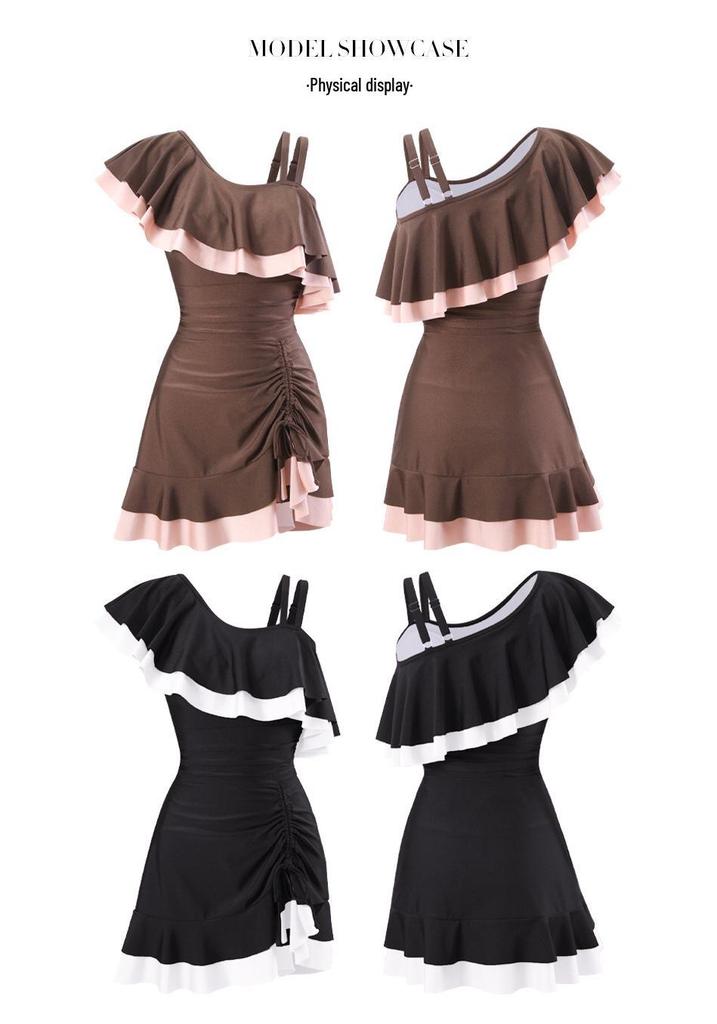 2025 Women's Slimming One-Piece Swimsuit - French Design Skirt Style for Summer & Hot Springs