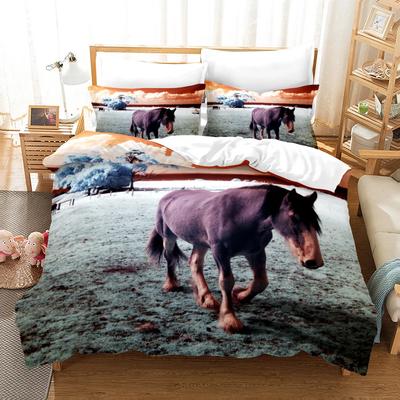 Bettwäsche 3D Druck Tier Pferd, Panda, Elefant, Löwe Bettbezug Sets Doppelgröße Schlafzimmer Bettdecke Kissenbezüge Housse De Couette