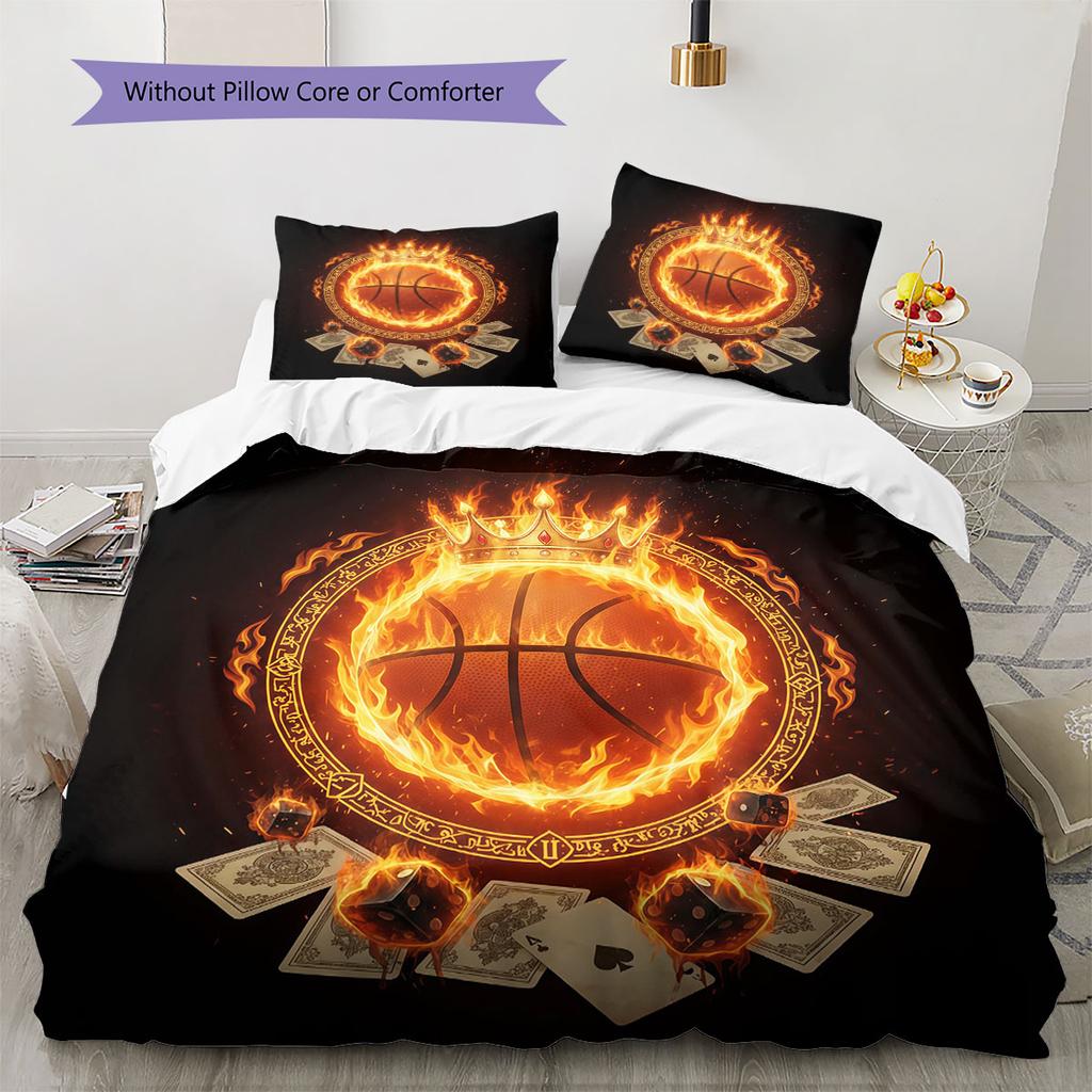 Brennende Kugel Muster Bettwäsche Steppdecke Set Bettbezug Kissenbezug Heimdekoration Geburtstagsgeschenk (1 Bettbezug + 2 Kissenbezüge, ohne Füllung)