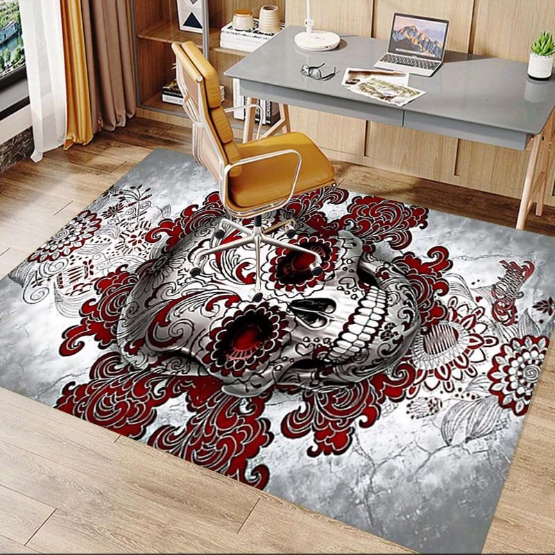 1PC Sugar Skull Non-Slip Floor Carpet Compatible for Office&Living Room&Bedroom&Dining room - Flat - Weave Machine-S0329