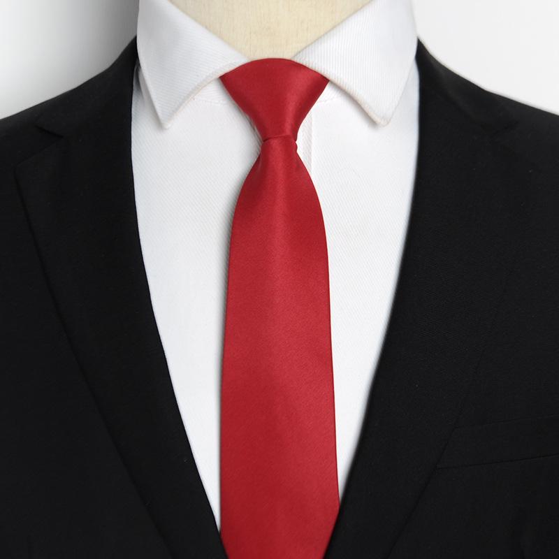 Men's Business Formal Handmade Solid Black 8cm Tie, Professional Attire, Red Wedding Tie