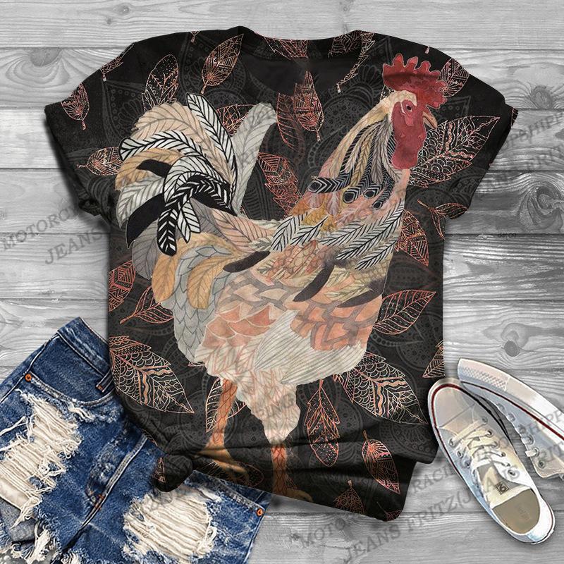 Chicken 3d Print T-shirt Men Women Fashion T-shirts Animal Tees Short Sleeve Tops Tees Vintage Tshirt Harajuku Camisetas