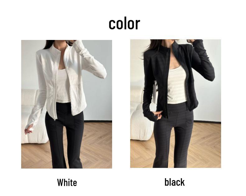 ALO Yoga Schlank geschnittene Langarm-Radjacke mit Stehkragen und Taillenraffung