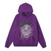 Spider Web Print Hooded Sweatshirt Set Men Women Loose Fit Cotton Fleece Streetwear Winter Outfit