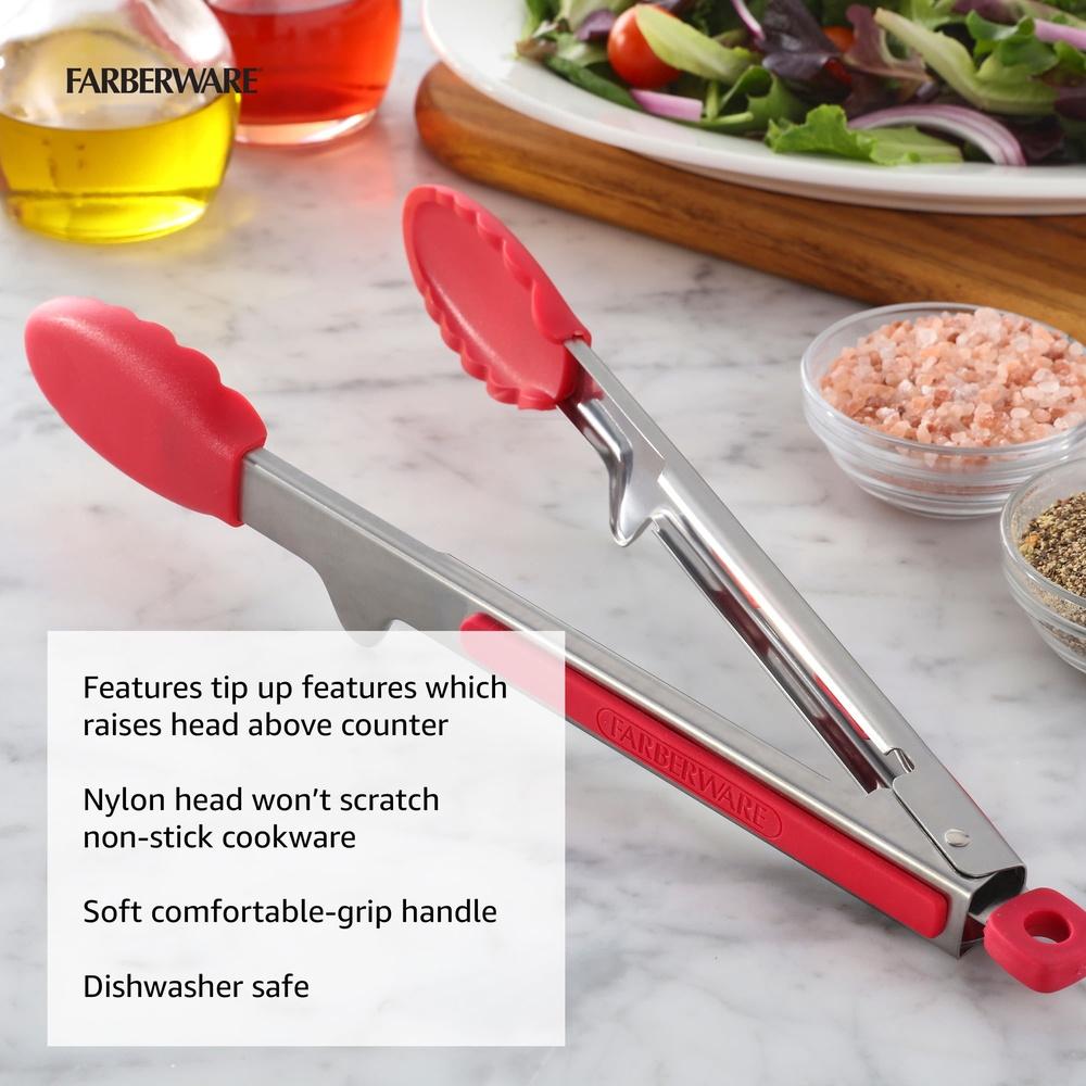 13.4 Inch Soft Grip Nylon Tongs Stainless Steel Heat Resistant Cooking Utensils Nonstick Dishwasher Safe Kitchen Tools