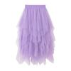 Damen Frühling Asymmetrischer Mesh Midi Rock - Hohe Taille Transparente Einsätze Schlankmachender Rock mit Fließendem Lagen-Design