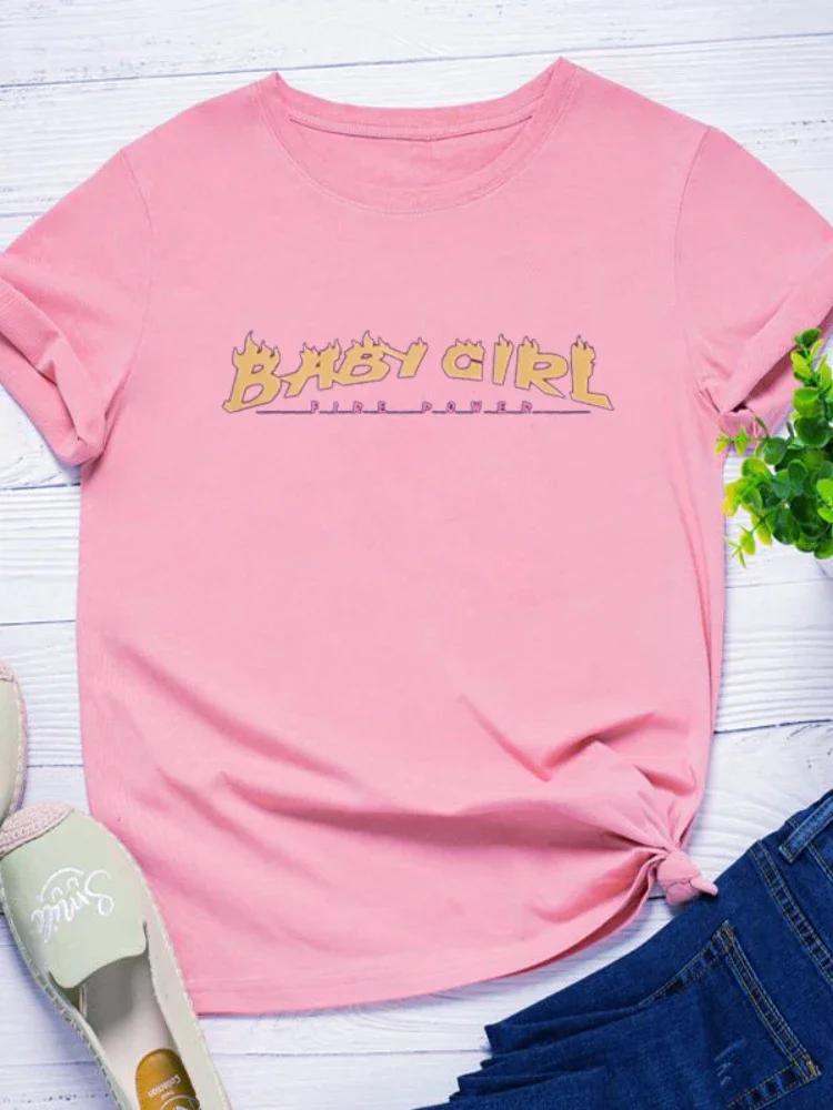 Baby Girl Golden Letter Print Women T Shirt Short Sleeve O Neck Loose Women Tshirt Ladies Tee Shirt Tops Clothes Camisetas Mujer