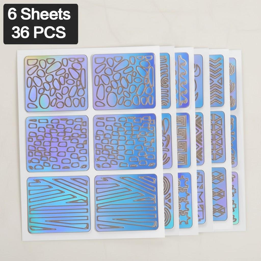 

Laser Hollow Nail Stencils Stickers Template Heart Star Fish Nail Art Decals Decorations 6/12/24 Sheets