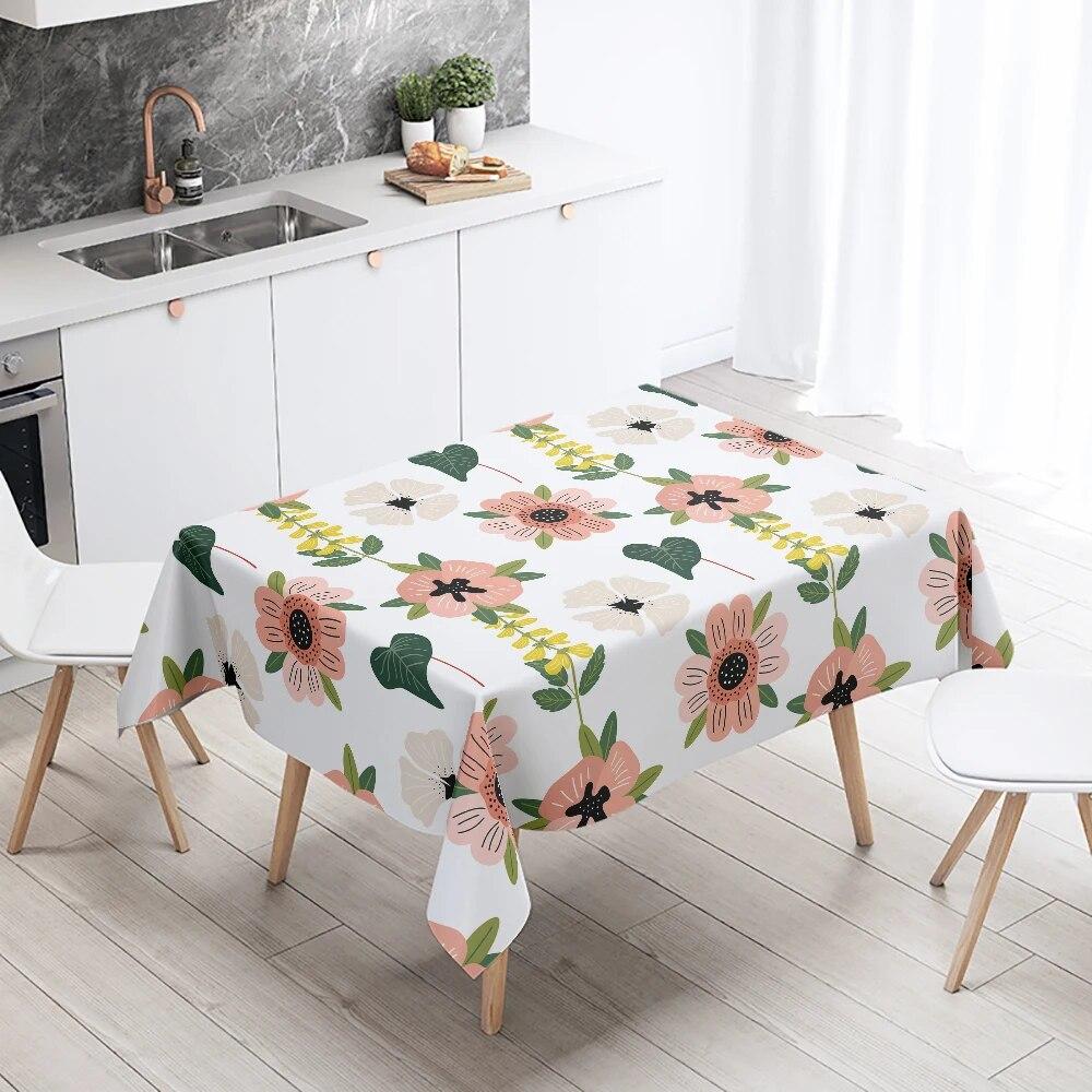 Plant Floral Rectangular Tablecloth Waterproof and Oil Resistant Wedding Party Decoration Restaurant Table Kitchen