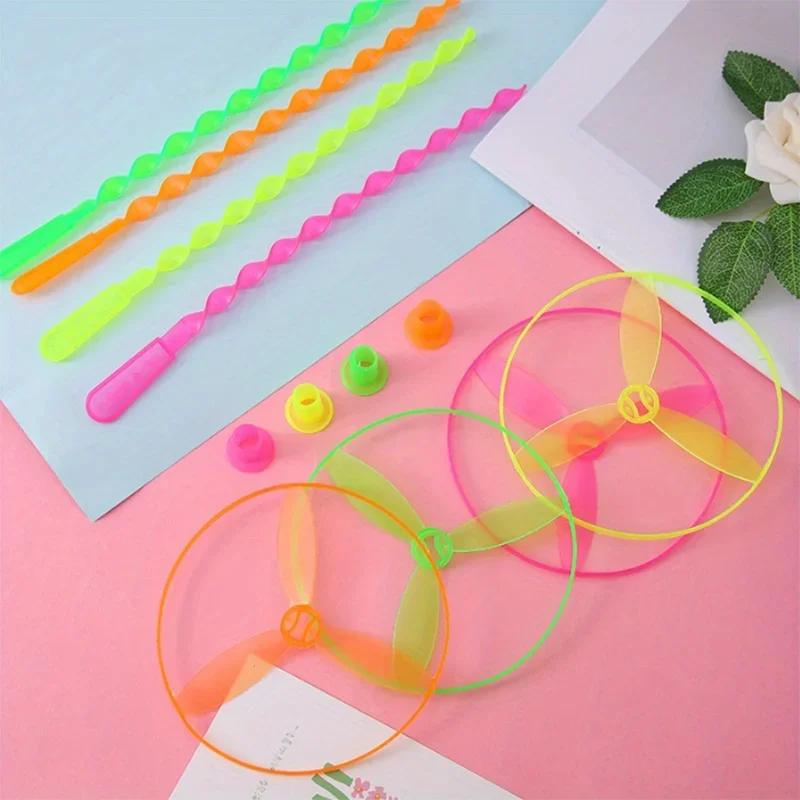 Classic Fun Hand Push Flying Fairy Bamboo UFO Dragonfly Childhood Spin Street Stall Toy Kindergarten Party Supplies Gift