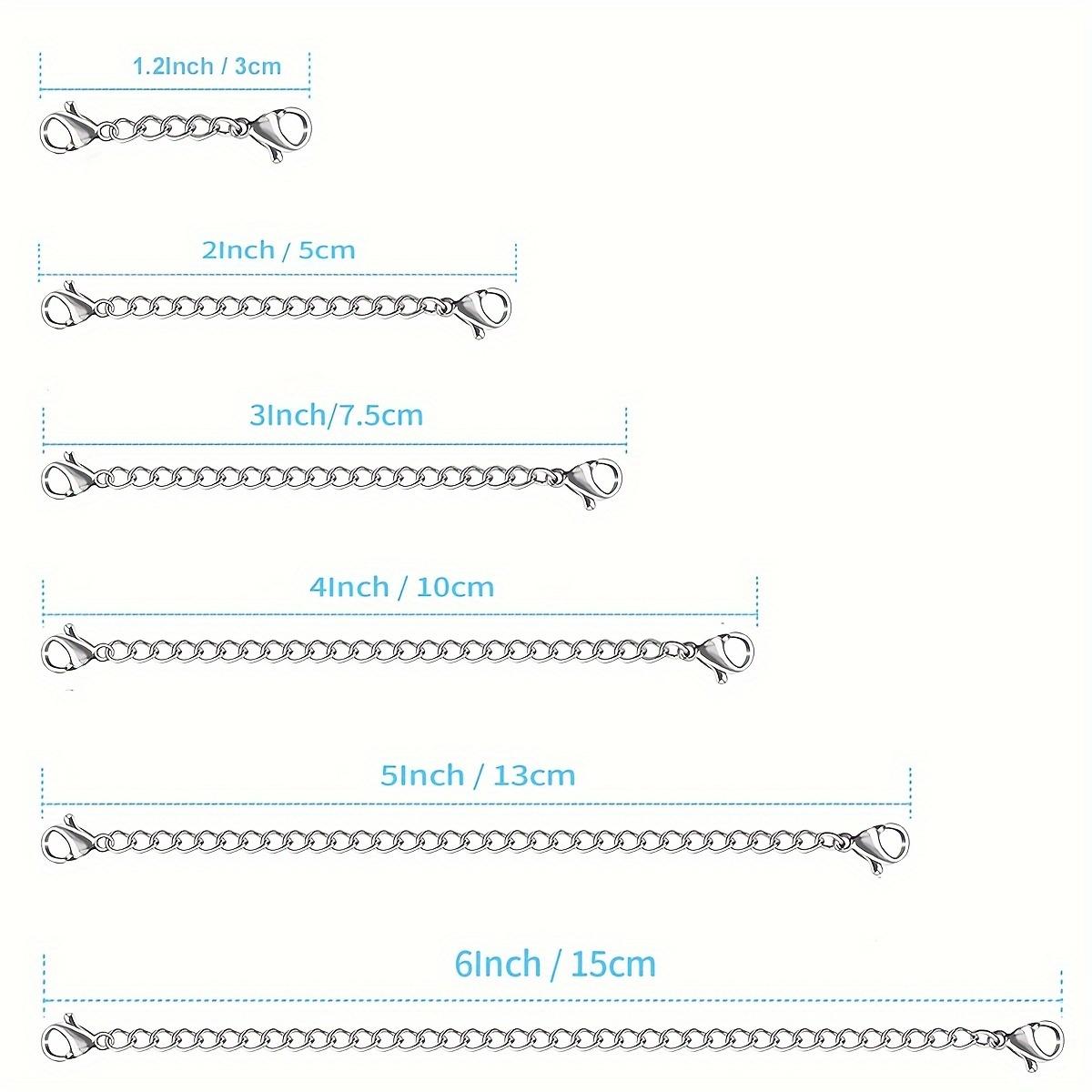

Набор удлинителей ожерелья из сплава — удлинители ювелирных цепочек для браслетов, ножных браслетов, ожерелья — 6 размеров: 1 , 2 , 3 , 4 , 5 , 6 Упаковка Silver