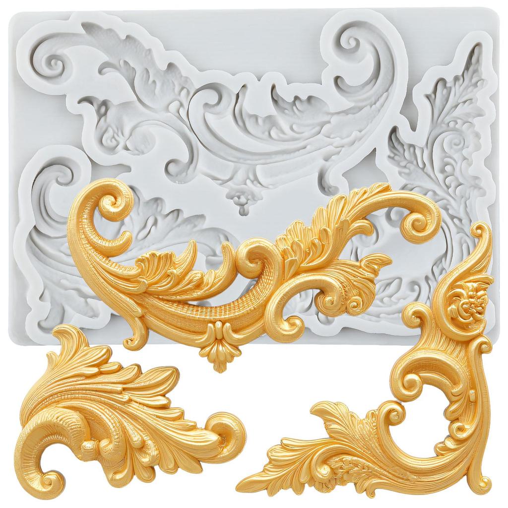 Baroque Silicone Molds Curlicues Scroll Lace Fondant Mold Cake Decorating Tools Cupcake Topper Candy Chocolate Gumpaste Mold