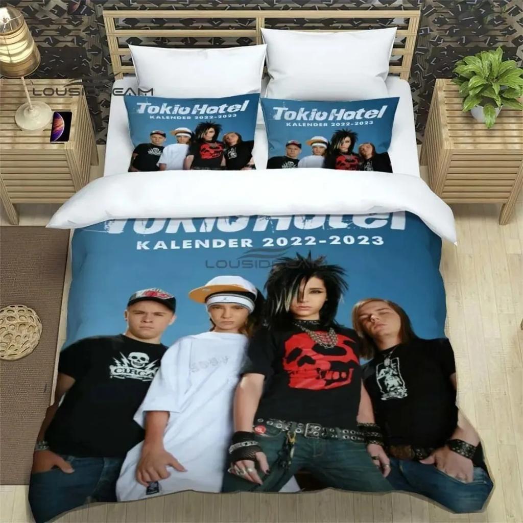 Rock Band Duvet Cover Set HD Comforter Cover Tokio Hotel Band Printed Bedding Set for Kids Bedding Sets Bedclothes Bedroom Decor