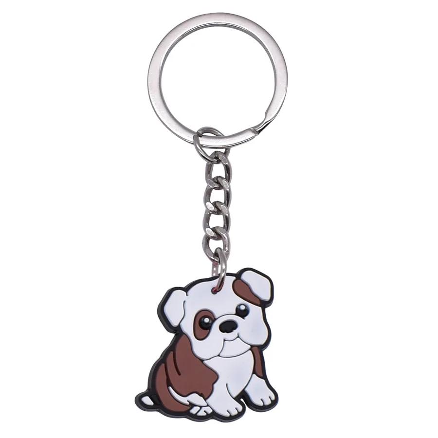New Arrival Adorable Pet Dogs PVC Soft Keychains Bag Hanging Pendant Car Keyrings Animals Key Chains Accessories Wholesale Gift