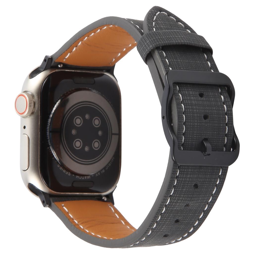 Watch Band For Apple Watch Series 10 Ultra 9 8 7 SE 6 5 4 3 2 1 46mm 49mm 45mm 44mm 42mm Checkered Pattern Day-Shaped Buckle Leather Strap
