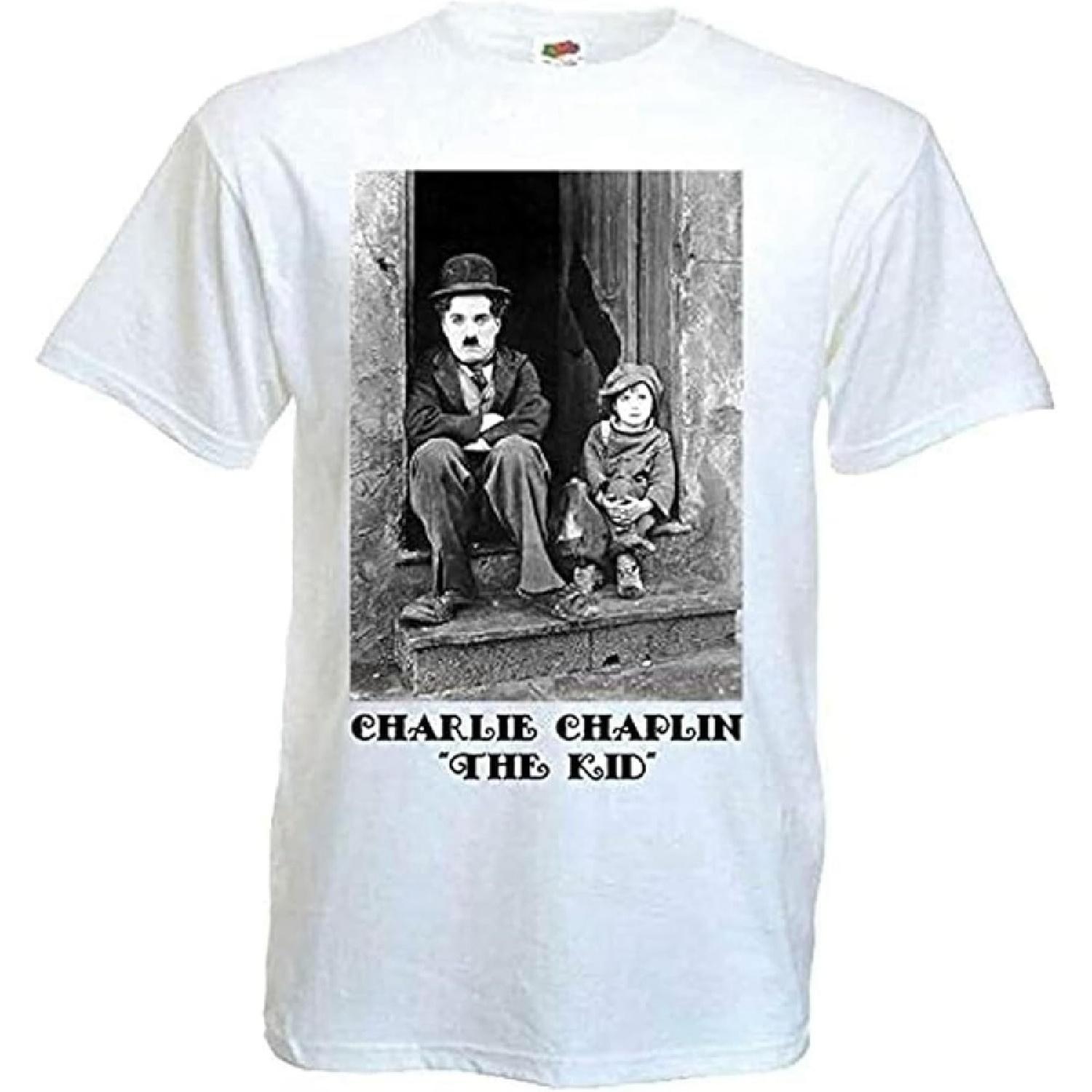 Men s QIANYI Soft Charlie Chaplin The T-Shirt Poster White S