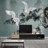 Custom 3D Mural Chinoiserie Wallpaper Pines And Red-crowned Cranes Wall Painting Wall Papers For Living Room Sofa TV Background