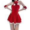Santa Hat Christmas Dress Set Gold Velvet Christmas Perform Costume Bunny Girl Costume  Xmas Suit