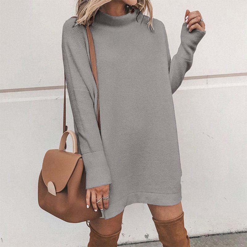 Ultra-soft Women Warm Knitted Long Sleeve Dress Perfect For Autumn And Winter