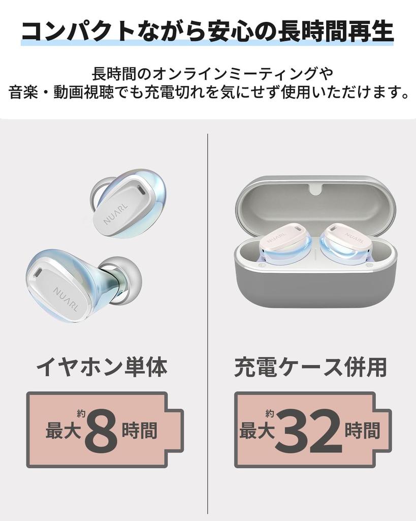 Official NUARL mini3 True Wireless Noise Low Gaming Up to 32 Hours of Ambient Sound IPX4 with Mic Earbuds, Cancelling, Multi-Point Bluetooth, Latency,