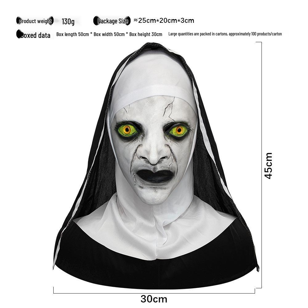 Maska Masquerade - Hełm Zakonnicy z Otwartymi Ustami - Straszna Twarz Ducha na Imprezę Halloweenową