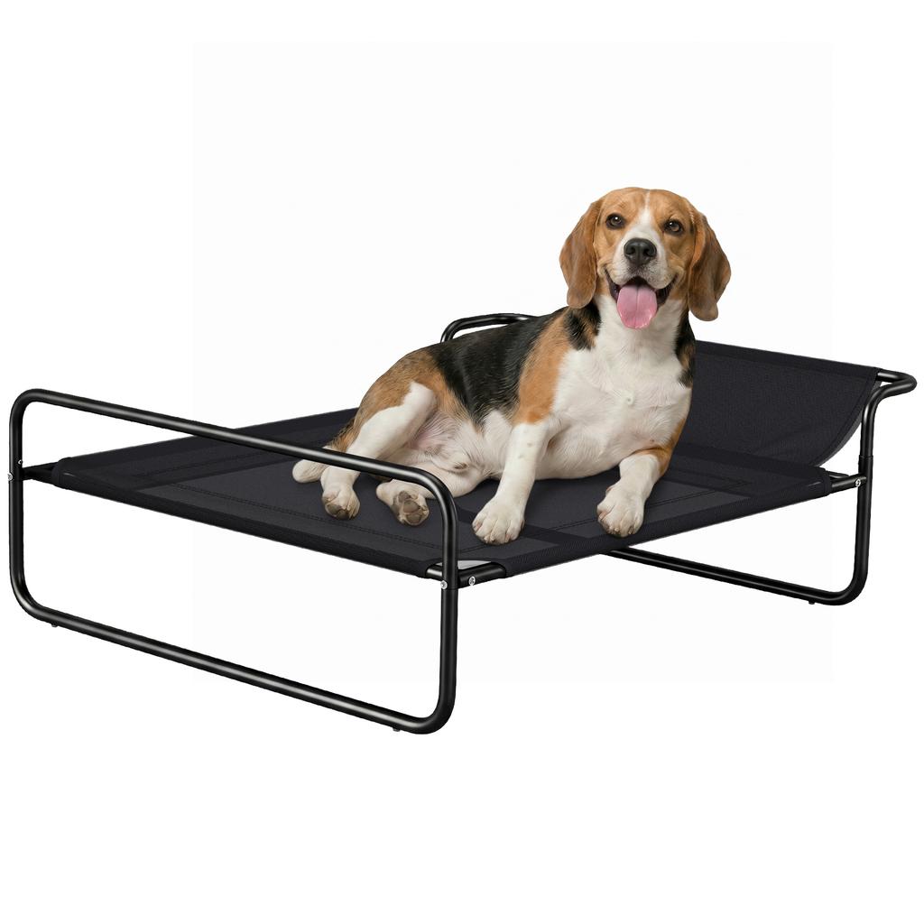 Raised Pet Bed with Slope Headrest, Washable Breathable Mesh, Foot Pads, for Small, Medium Dogs, 91 X 69 X 29cm