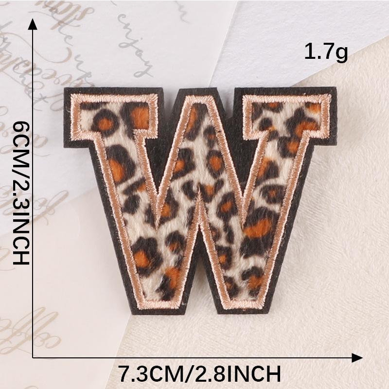 Embroidery Label Leopard Print English Alphabet Cloth Label Clothes And Hats Hand Account Diy Patch Accessories Embroidery Stickers Cloth Stickers